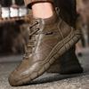 Мужские кожаные ботинки ручной работы, уличные плюшевые ботильоны для мужчин, повседневная обувь большого размера, рабочая обувь