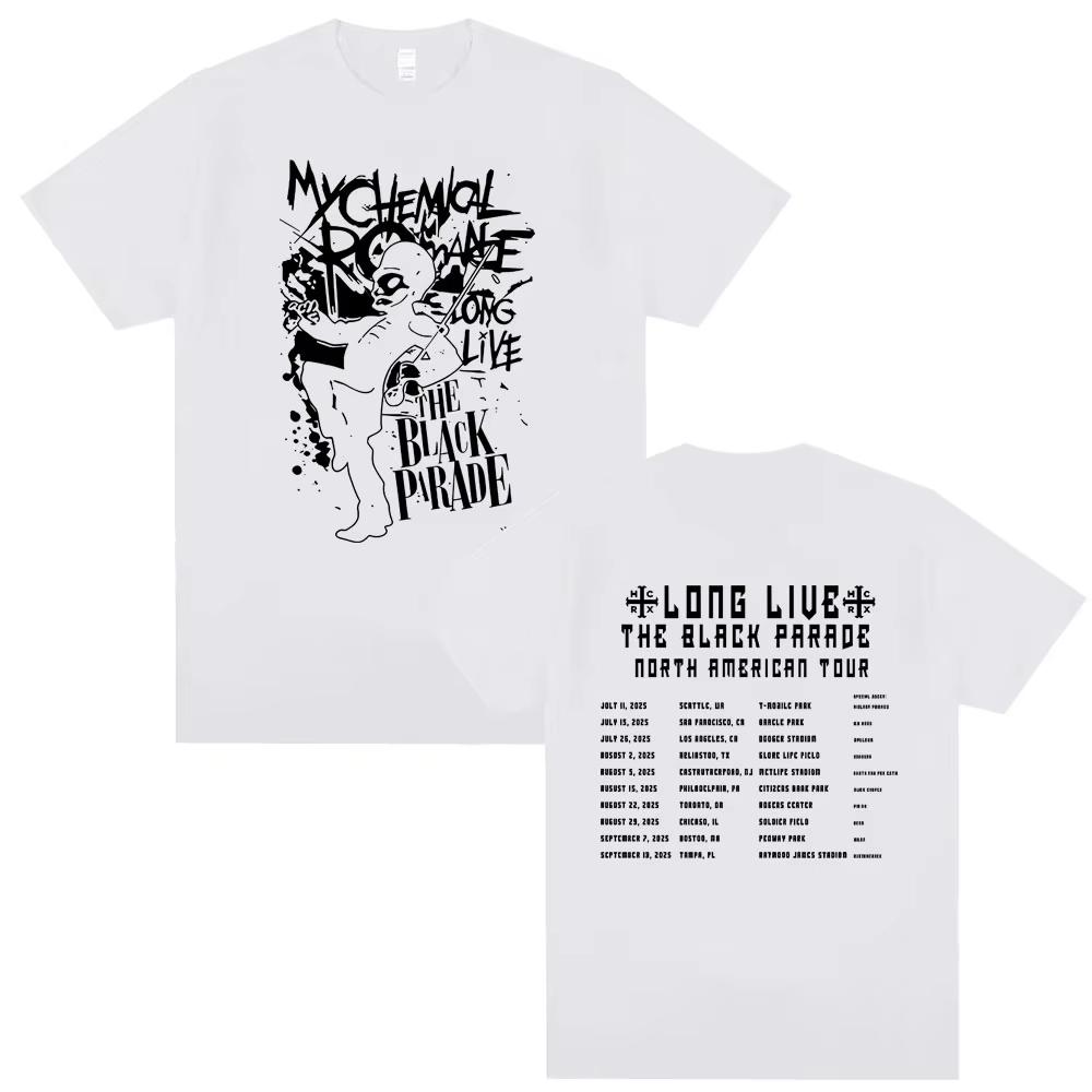 My Chemical RoUnisexce Band Print Tshirt for The Black Tour Tour Concert Edition Unisexs Gothic Punk Streetwear