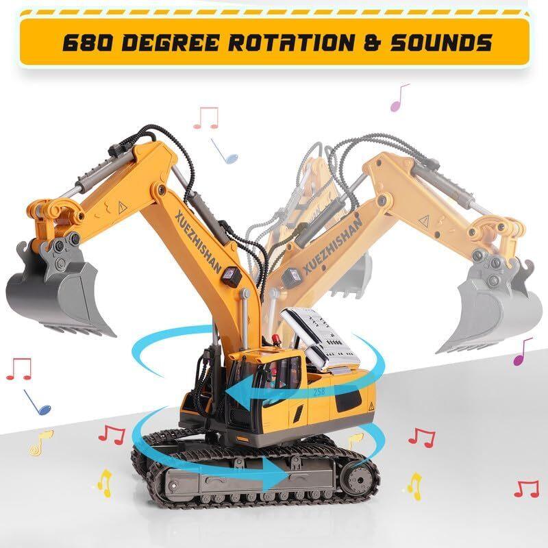 Remote Control Excavator Toy for Kids Remote Control with Light and Music