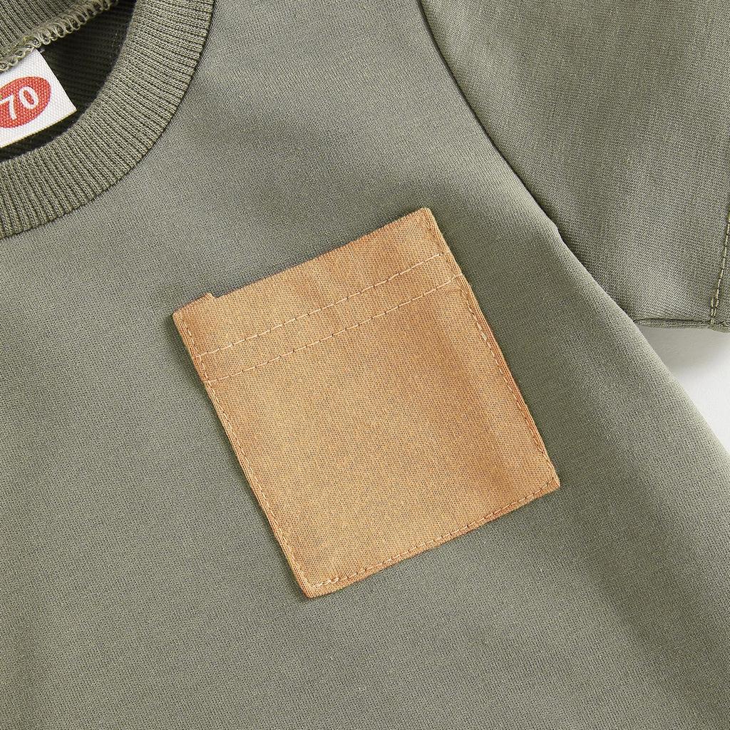 Toddler Baby Boy Summer Clothes Color Block Short Sleeve T-Shirt Tops Solid Shorts Set 2Pcs Infant Causal Outfits