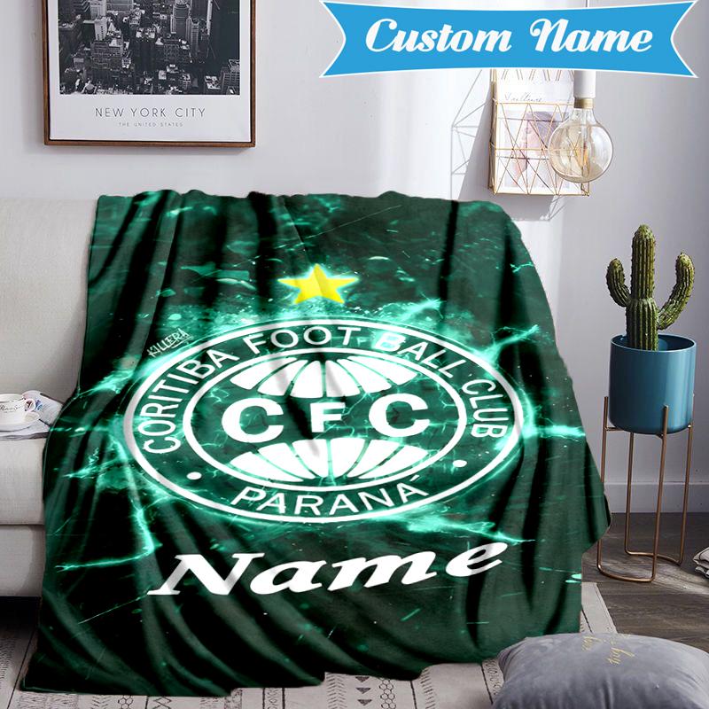 Custom Name Coritiba FC Crest Design Blanket Lightweight Ideal Bedding Blanket Perfect for Travel, Camping, Living Rooms, Sofas, Christmas gift