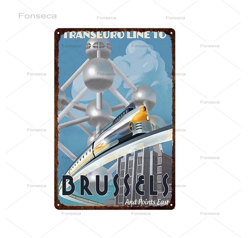 Paris Roma City Metal Sign Vintage Metal Plaque Travel Plates Decor For Bar Home Wall Decor Tin Sign Landscape Poster