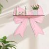 Pink Bow Wall Mounted Shelf Wooden Holder Wood Storage Rack Wall Storage Holder  Girls Room
