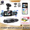 4*1080P Car DVR 4 Camera Video Recorder WIFI GPS 360 Dash Cam Front Left Right Rear View Camera 24H Hardware Kit Car Assecories