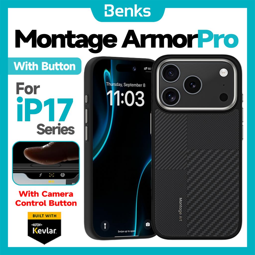 Benks с кнопкой камеры Магнитный Броня Montage ArmorPro Чехол для iPhone 17 Pro Max Изготовлен из Кевлара Арамидного Волокна ТПУ Всесторонний