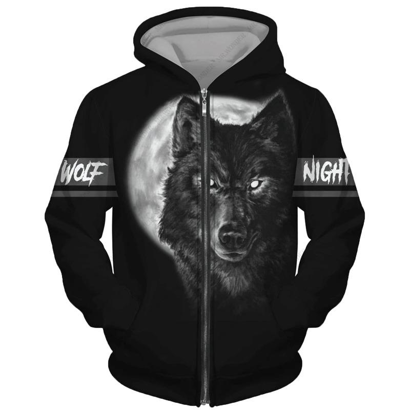 Wolf 3d Printed Hoodie Men/women Harajuku Fashion Jacket with Zipper