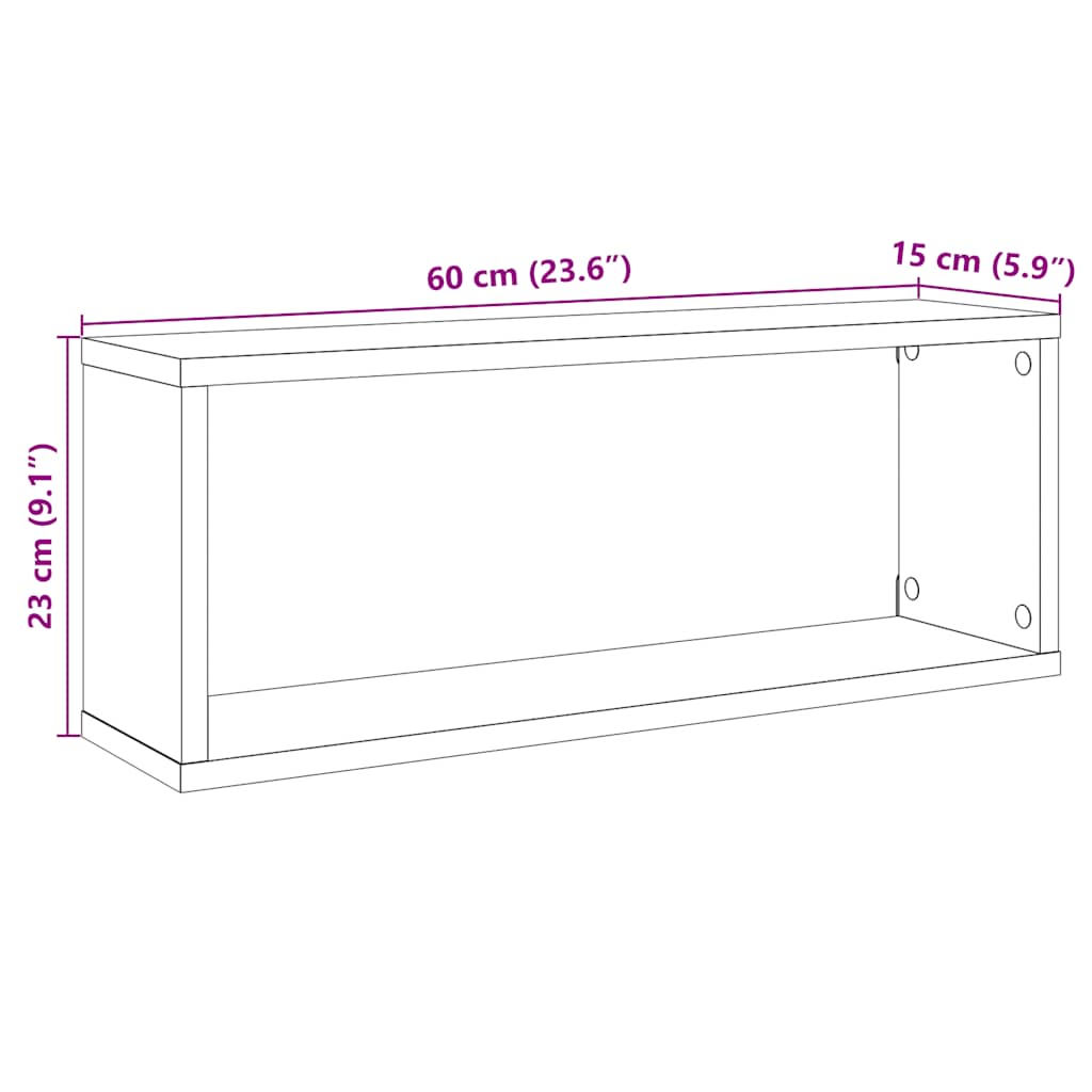 Cube Shelves Set of 2 Concrete Grey 60 x 15 x 23 cm Particleboard