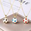 3D Футбольное Ожерелье Металл Эмаль Искусство Футбольный Кулон Ожерелье для Мужчин Женщин Вечеринки Спортивный Стиль Ювелирные Аксессуары