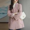Women's Petite Versatile Woolen Mid-Length Coat - 2023 Autumn/Winter Fashion, Loose Slimming Fit, Stylish Herringbone Pattern