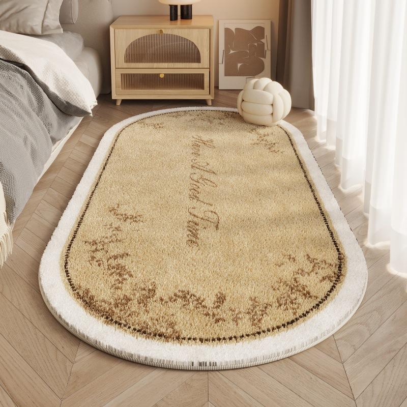 Плюшевый овальный ковер для девочек, кровать для спальни, нескользящий пушистый милый большой ковер для гостиной, диван, пушистый моющийся коврик для напольного покрытия