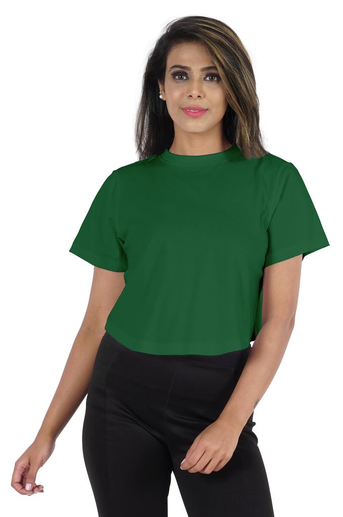 Inkmeso Short Sleeve Casual Cropped Tee For Womens Solid Crew Neck Crop Top