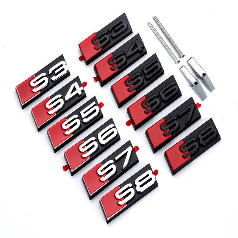 For Audi RS3 3d ABS Chrome Black Logo S3 S4 S5 S6 S7 S8 Emblem Honeycomb Car Front Grille Bdage For Audi S 3 4 5 6 7 8 Accessories