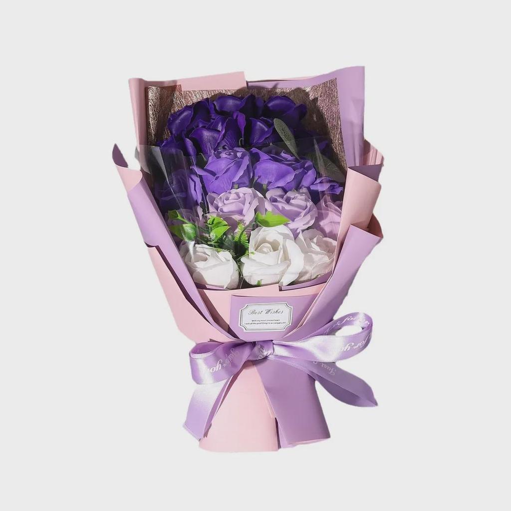 Букет из мыла с имитацией роз - 18 подарочных коробок на День святого Валентина и 8 марта