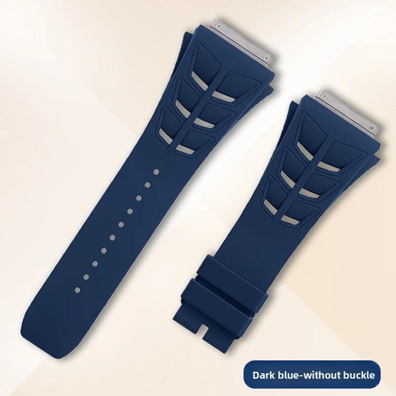 Стальная головка FKM Резиновый ремешок для часов Richard Miller RM055 RM030 RM35-01 RM35-02 RM35-03 Мягкий фторкаучуковый ремешок Аксессуары