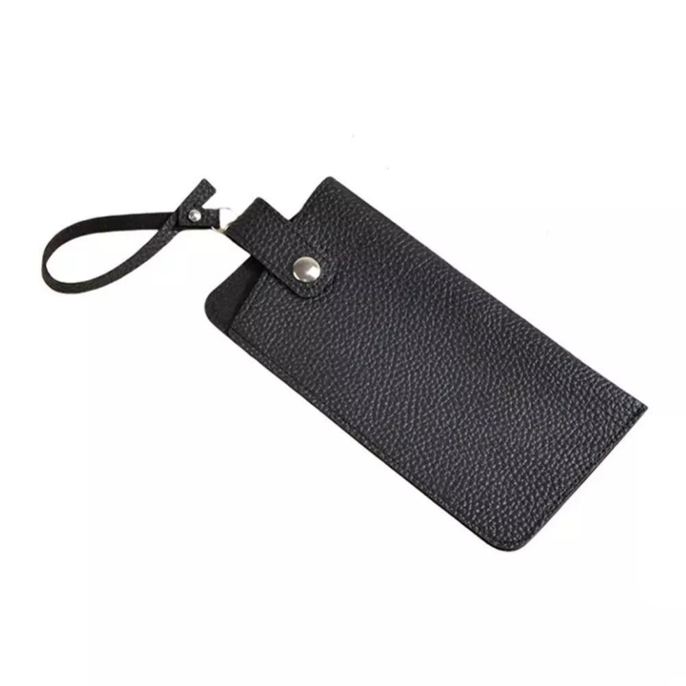 PU Leather Sunglasses Storage Bag Solid Color with Lanyard Sunglasses Pouch Durable Portable Hanging Sunglasses