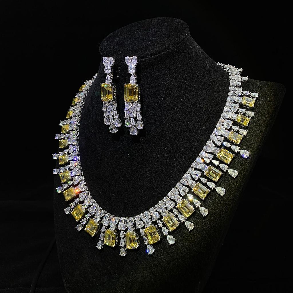 Gica Gema Высокоуглеродистое бриллиантовое ожерелье, стерлинговое серебро 925 пробы, 10*12 мм, кулон с желтым драгоценным камнем, уникальный дизайн, романтические изящные ювелирные изделия, подарки для свадебной вечеринки