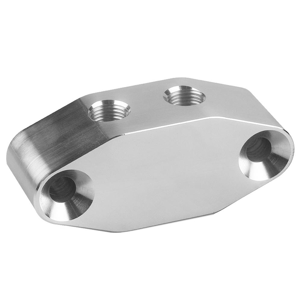 1 Set of Aluminum Alloy Oil Feed Line Adapter Plate 1/8" NPT Ports 551533 For LS