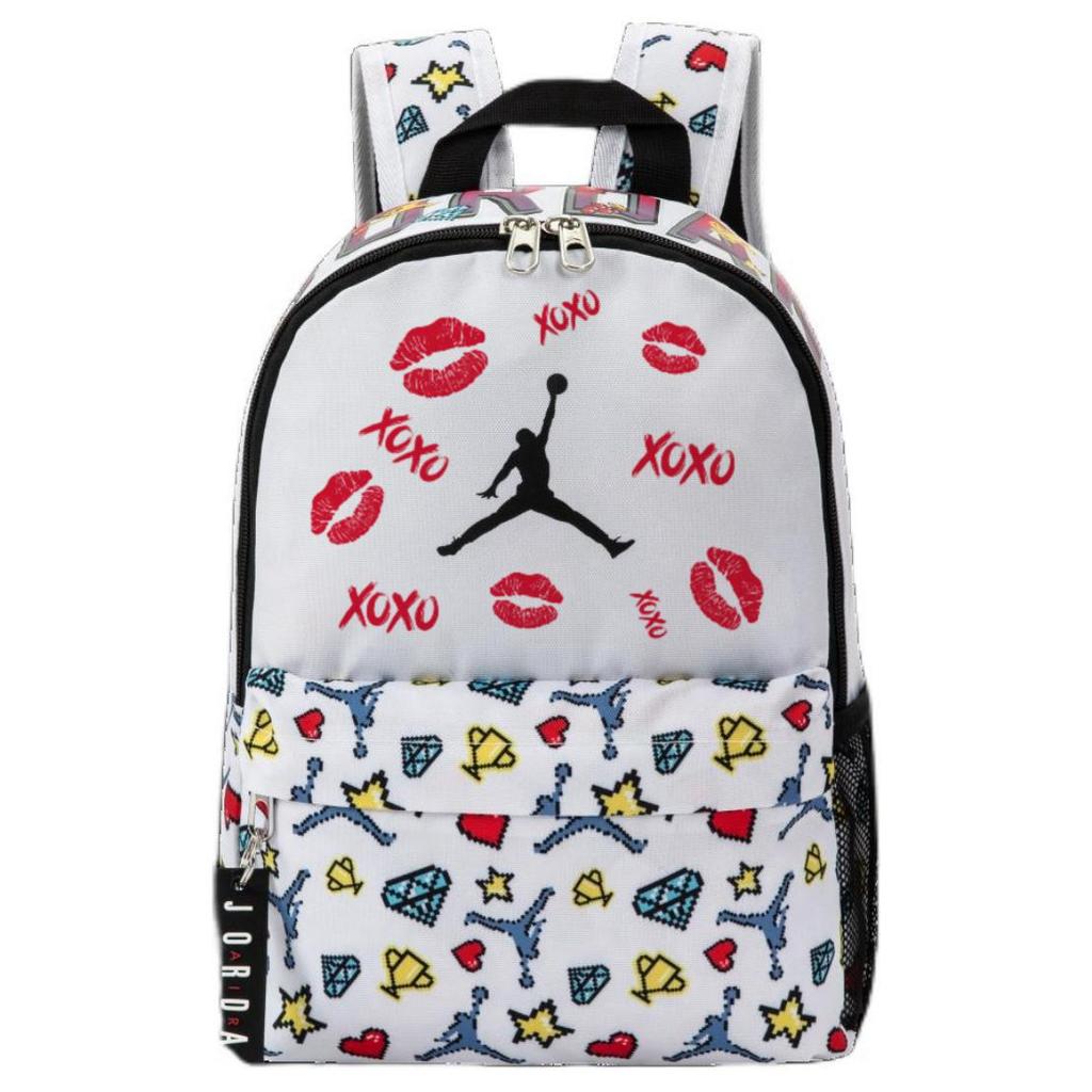 Jordan Custom Bag Letter Print Fashion Cute Star Diamond Polyester Backpack Unisex Backpack White DZ3755-100(TEAM378-ZIMU-X1)