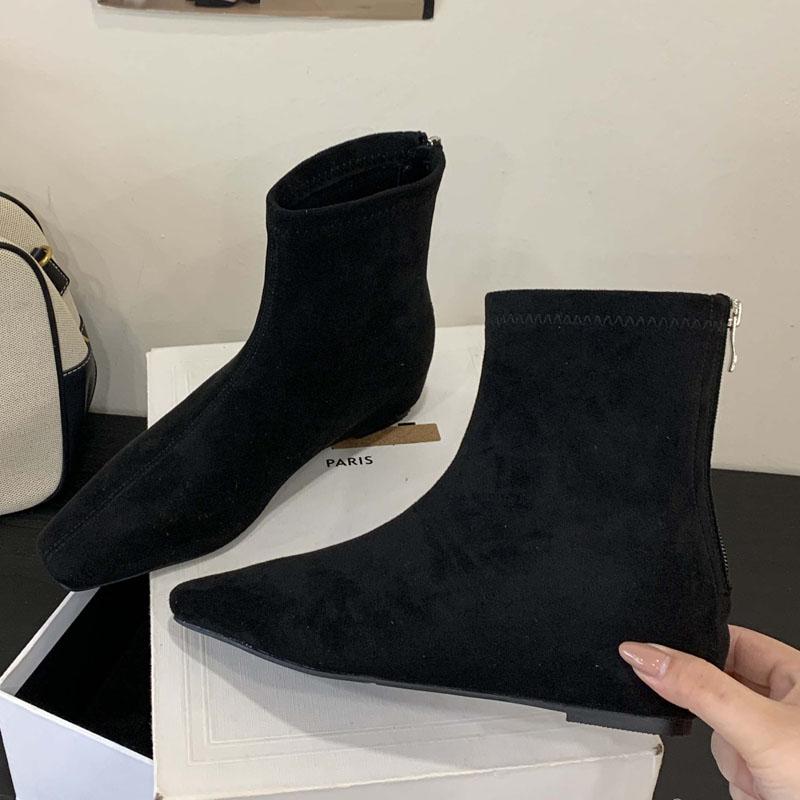 Fashion Eilyken Autumn Winter Punk Style Pointed Toe Women Ankle Boots Fashion Zipper Low Heels Ladies Shoes Concise Short Booties