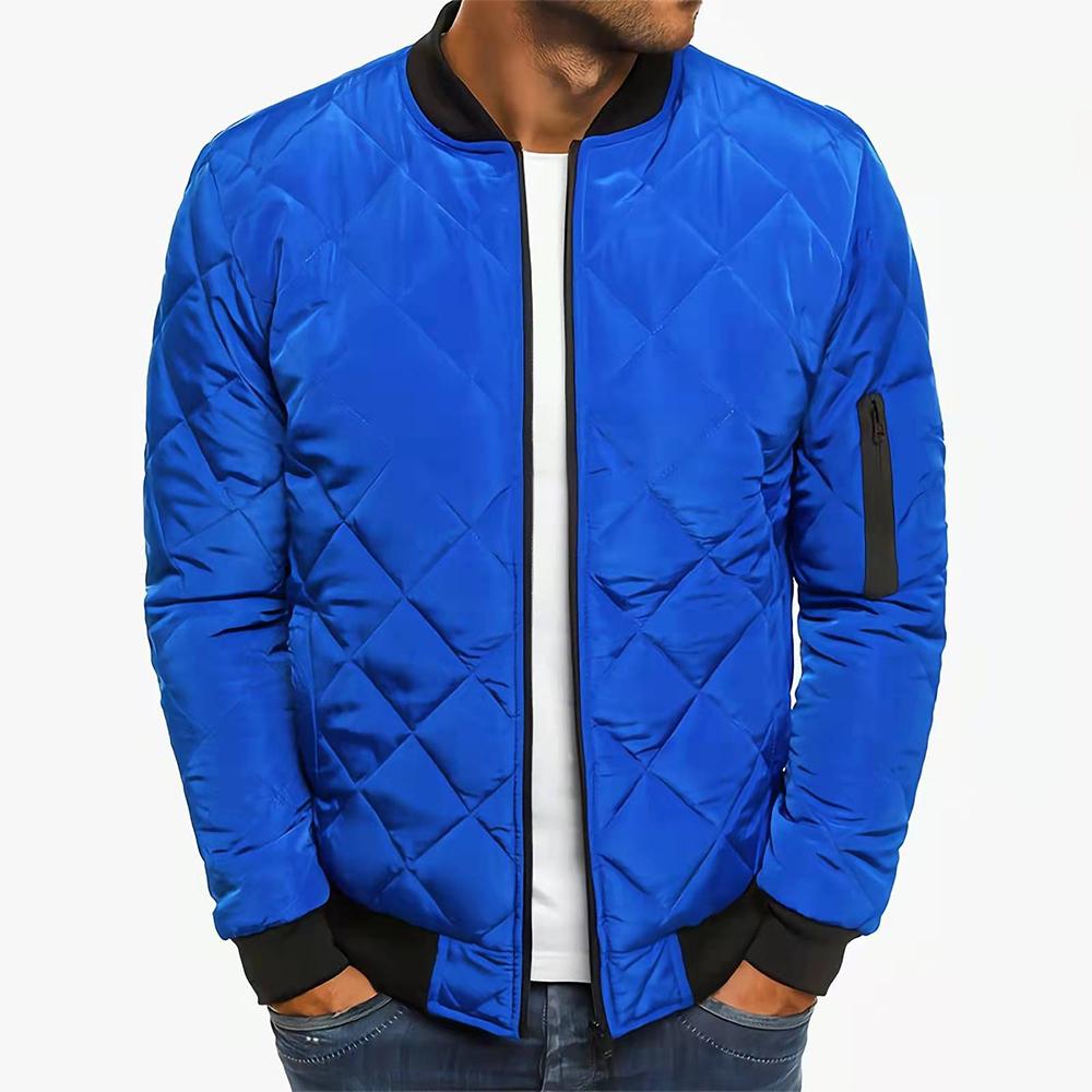 Легкая хлопковая теплая одежда мужская куртка весна и осень воротник-стойка однотонная клетчатая короткая куртка