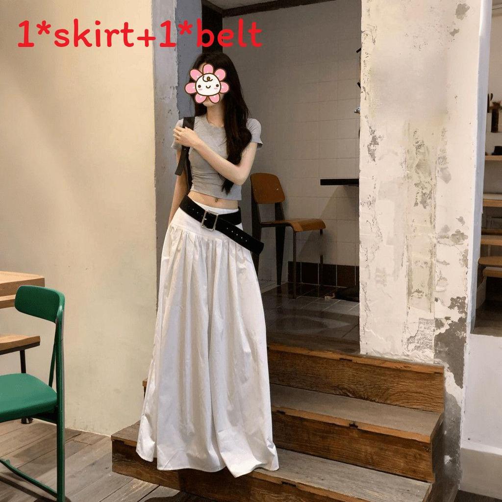 Casual Cotton Blend Long Skirt With Elastic Waist For Women Summer Travel And Office Wear