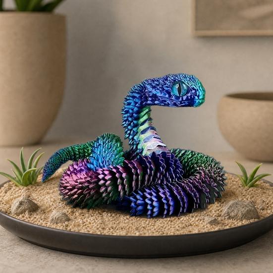 Игрушечная змея, напечатанная на 3D-принтере, с подвижными суставами, реалистичной чешуйчатой текстурой, гибкая фигурка змеи, основные игрушки для мальчиков-подростков, детей