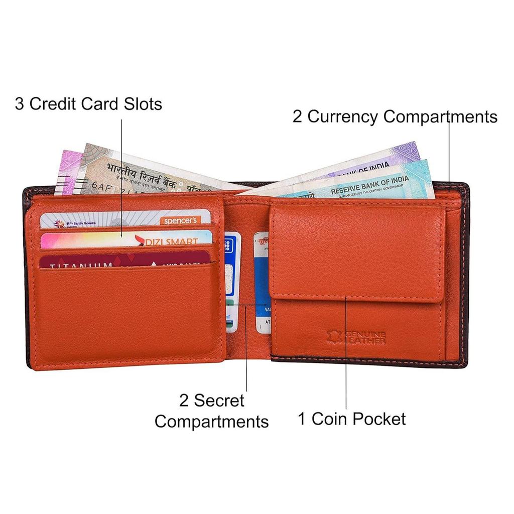 Мужской кожаный кошелек Kyle коричневый/оранжевый
