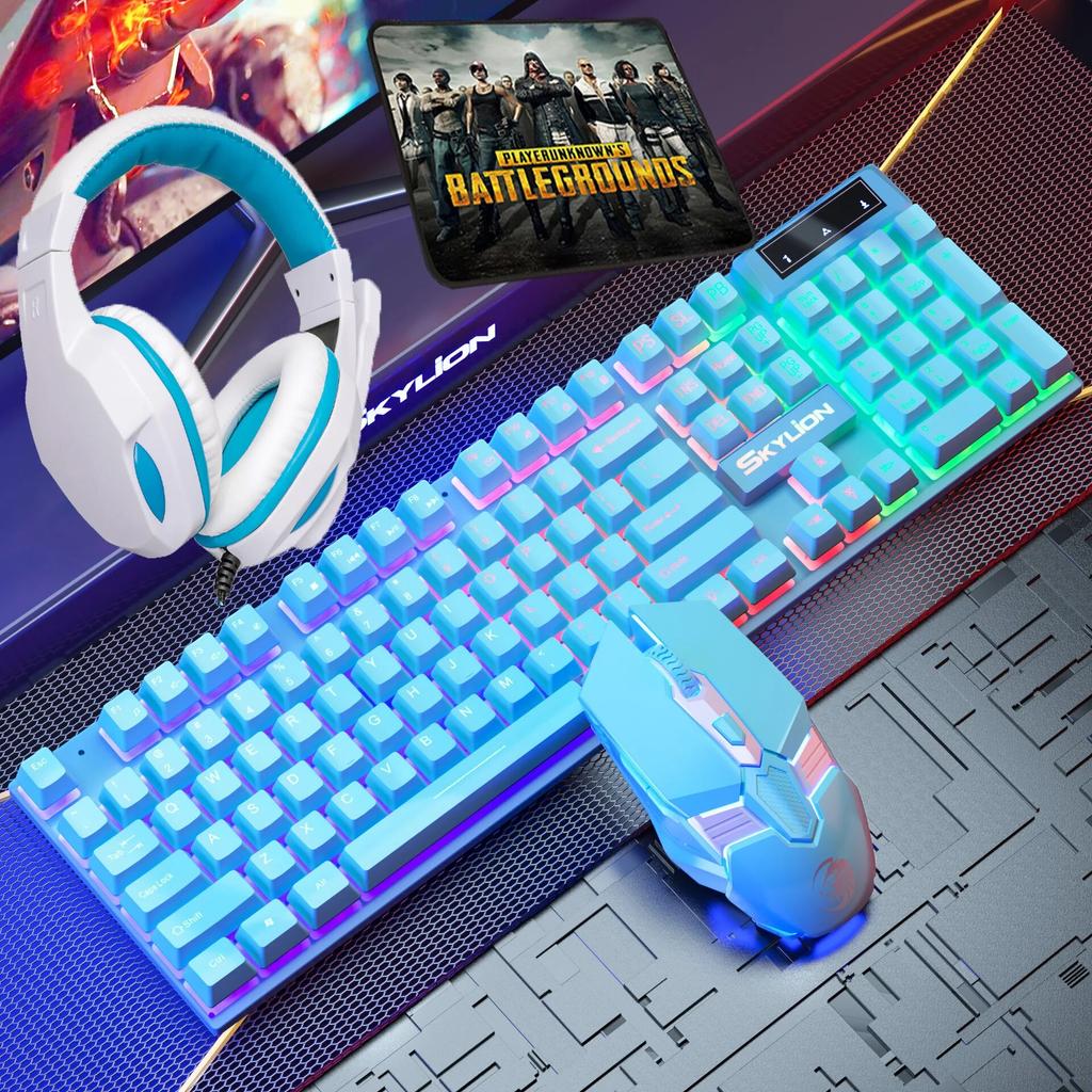 4 In 1 Gaming Keyboard Wired Mouse Headphone Mouse Pad Kit RGB Backlight Keyboard Gamer Ergonomic Mause Mousepad Headset Combos