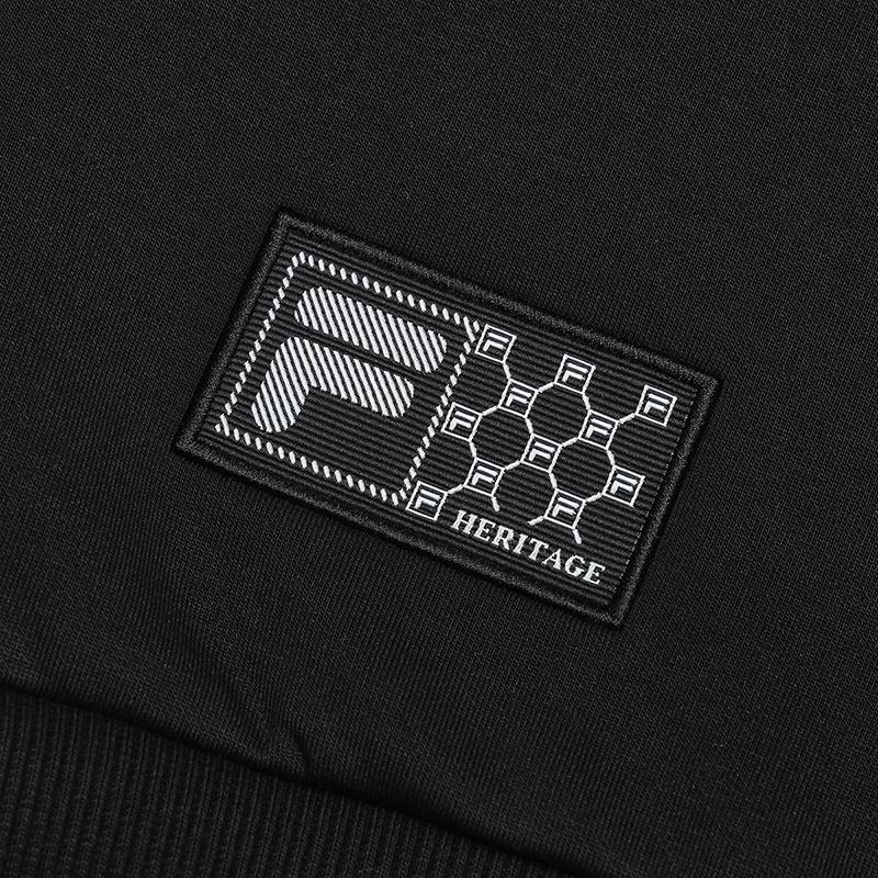 Fila Наследие Повседневный Универсальный Круглый Вырез Буквенный Пуловер С Длинным Рукавом Толстовка Мужская толстовка Черный F11M518202FBK