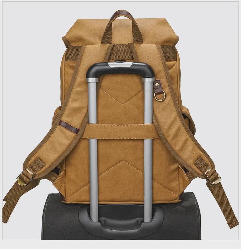 Retro Waterproof Canvas & Cowhide Men's Travel Backpack