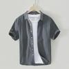 Men's Trendy Korean Style Short-Sleeve Oxford Shirt - Casual, Loose-Fit, Summer Top