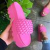 Summer New Women's High-heeled PU Slippers Rubber Super Thick-soled Slippers Woven Pattern Female Sandals