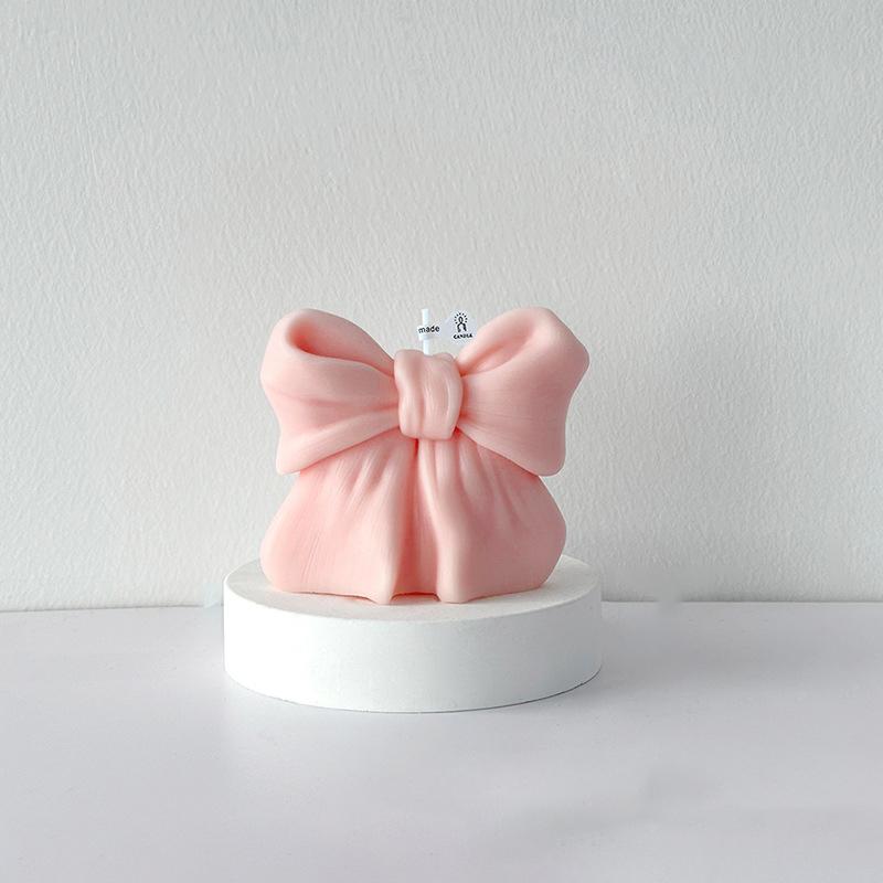 3D Bowknot Three-Dimensional Aroma Candle DIY Bow Aromatherapy Scented Candles Wedding Valentine's Day Gift Home Desktop Decor