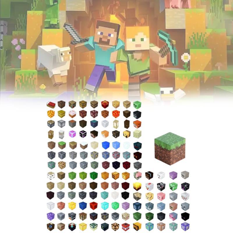 50 шт. Строительные магнитные блоки Детская креативная обучающая игрушка в стиле Майнкрафт
