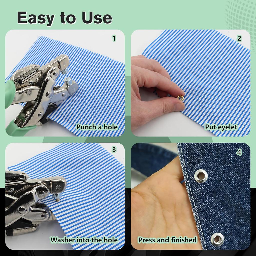 Eyelet Pliers Kit 3/16 1/8 Multi-Size Eyelets Hole Punch Plier with 160Pcs Metal Grommets Heavy Duty Eyelet Pliers Rivet Press Tool Set