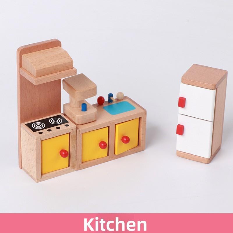 Деревянная Имитация Мини Спальни Кухни Гостиной Детский Набор Сцен Игрушек Для Творческих Детей Ролевые Игры И Взаимодействие Родителей И Детей