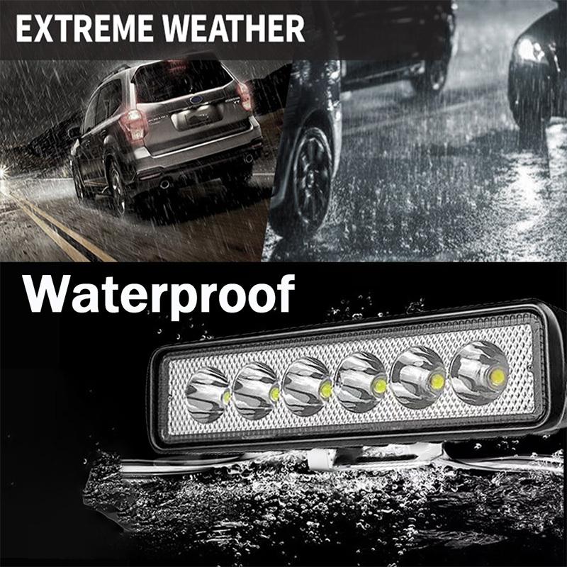 Off-Road Motorcycle LED Light Bar Focus Beams 6LEDS 12V 24V Universal Waterproof Kit for Jeep Wrangler Truck Tractors SUV 4x4