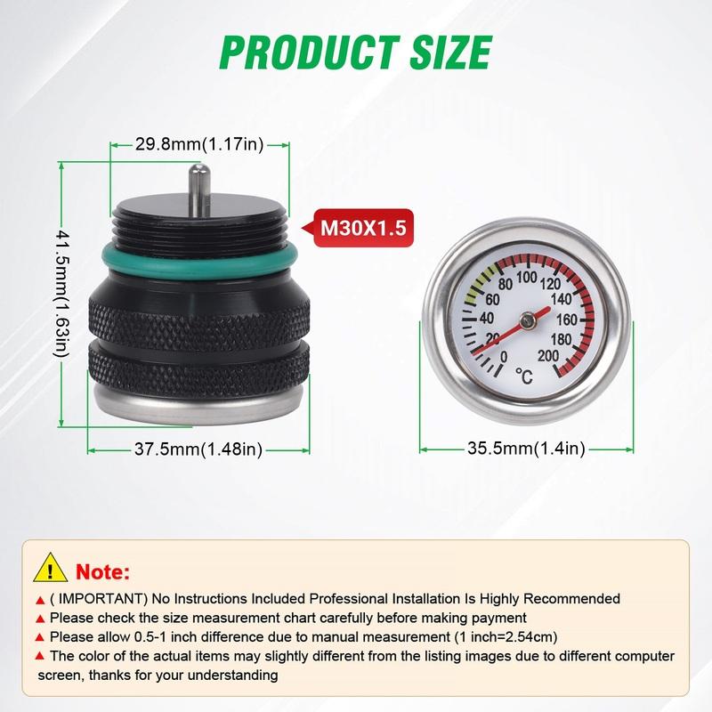 M30X1.5 Motorcycle Fuel Tank Cap With Oil Temperature Gauge Engine Valve Cover Oil Filler Cap For Kawasaki 650 KLR 87-98