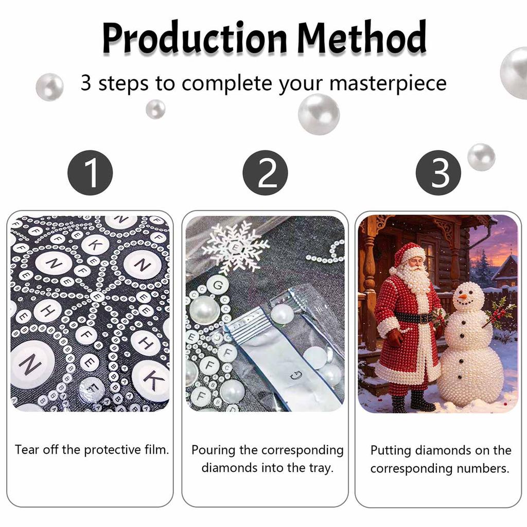 Christmas Santa Claus and Snowman Pearl Painting Kit Handmade DIY Home Decoration Painting