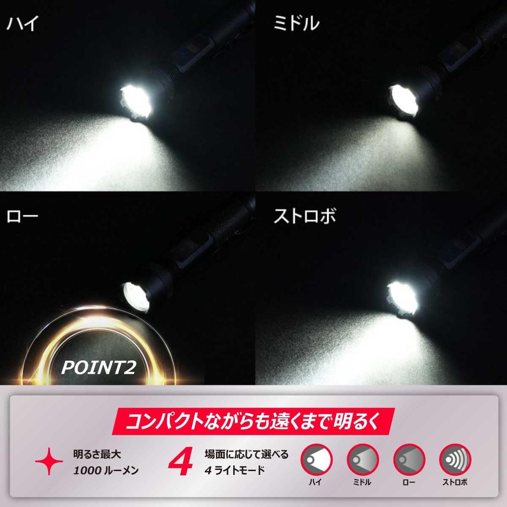 Energizer LED Handheld Flashlight, USB Rechargeable, with Digital Indicator (Maximum Brightness 1000 Lumens/Maximum Run Time 30 Hours), Black, BGHHL8