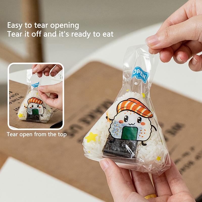 50 шт. Треугольный пакет для упаковки рисовых шариков и 2 шт. Набор форм для рисовых шариков Пакеты для подарков для суши Портативные аксессуары для бенто для рисовых шариков