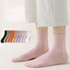Women's All-cotton Mid-calf Socks, Spring and Summer Pure Cotton Solid Color Sports All-season Women's Trendy Socks, Antibacterial Cotton Socks