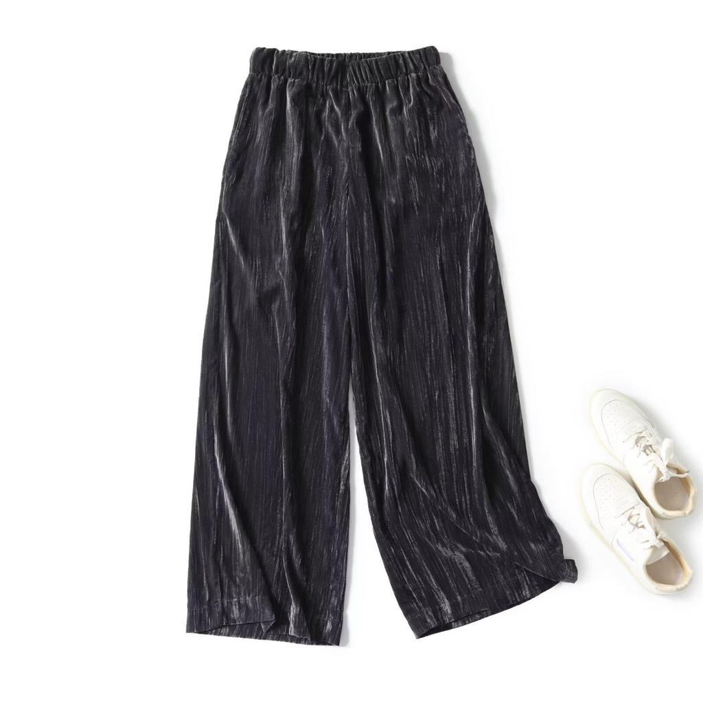 2025 Spring Women's Slim Minimalist Velvet Wide-Leg Pants