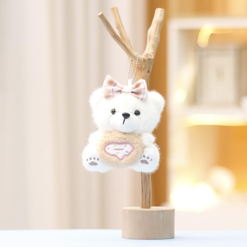 Adorable Bow Tied Dessert Bear Plush Keychain Cookie Themed Stuffed Keyring Toy