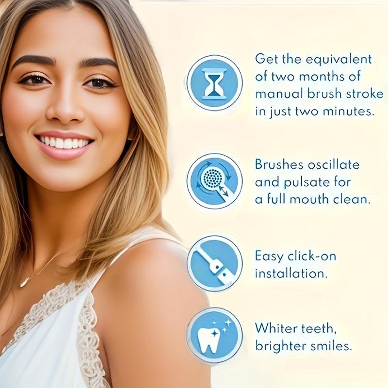 Звуковая зубная щетка — электрическая вращающаяся щетка с 8 головками, дорожным футляром, режимом быстрой очистки, зарядкой через USB, противоскользящей конструкцией и мягкими нейлоновыми щетинками