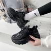 New Women Fashion Platform Sport Shoes Women Spring Autumn Black Casual Chunky Sneakers Women Mesh Leather Platform Shoes