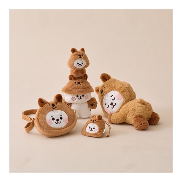 BT21 Кукла RJ BABY FLUFFY, лежащая на полу/брелок для ключей/костюмный шкаф, набор из шляпы-ведра/мини-сумка с подвесками/сумка-лицо для куклы через плечо (5 вариантов)