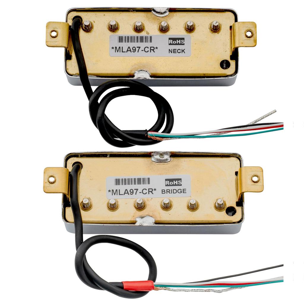 Artec MLA97 Alnico 5 Covered Mini Humbucker Pickup PU Set for Electric Chrome Neck/Bridge Guitar,