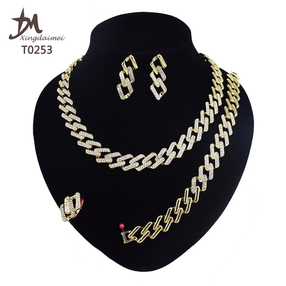 T0245 High Quality 14K Gold Plating Jewelry Women Jewelry Set 14k Gold Plating Diamond XOXO Jewelry Set