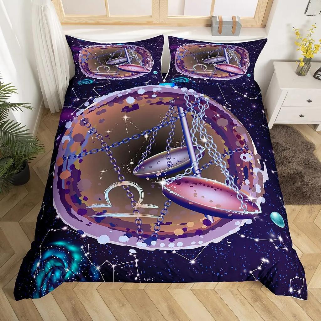 Twelve Constellation Duvet Cover Set Leo Comforter Cover Set Lion African Safari Animals Bedding Set Galaxy Tie Dye Quilt Covers